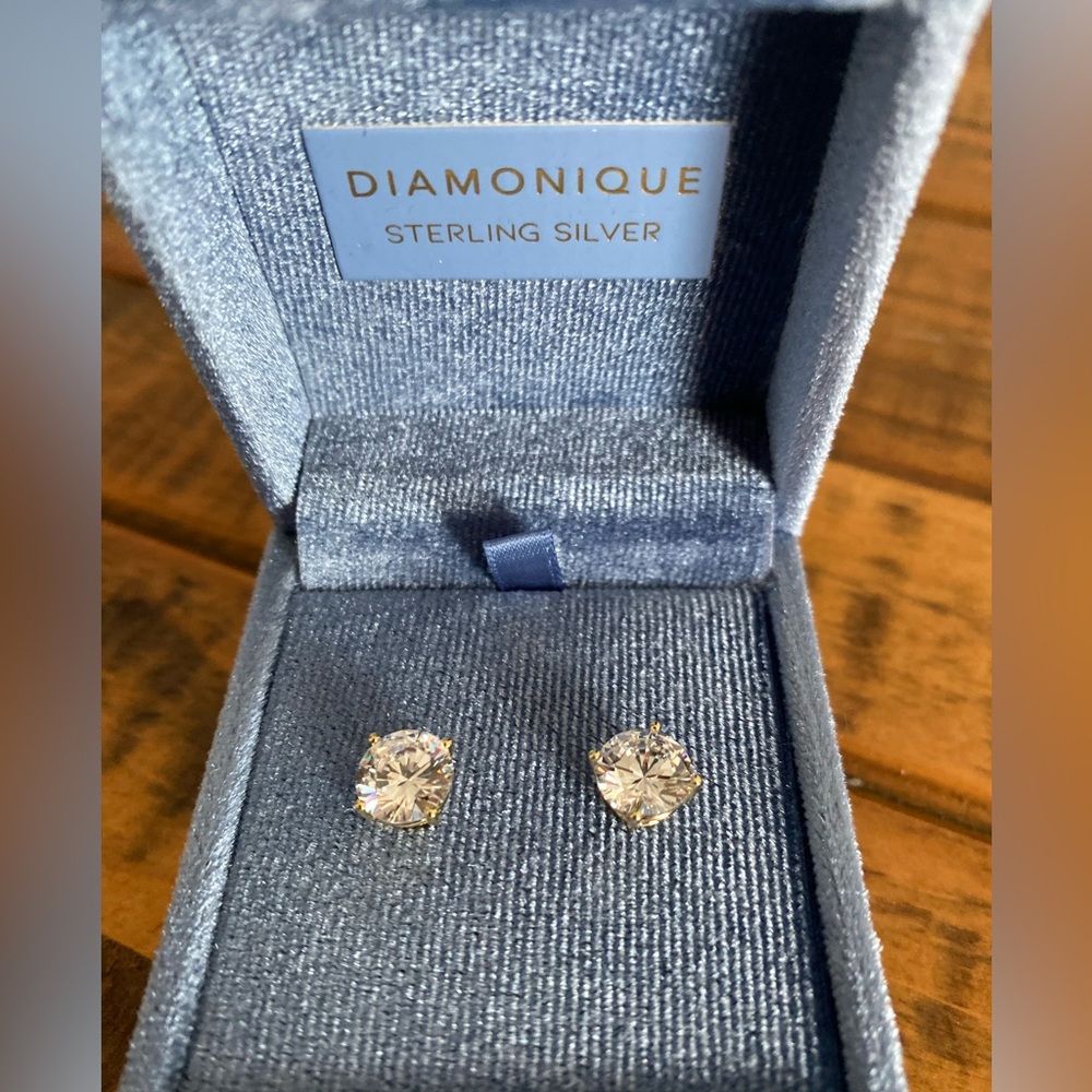 Sterling Silver Diamonique 2 carat earrings